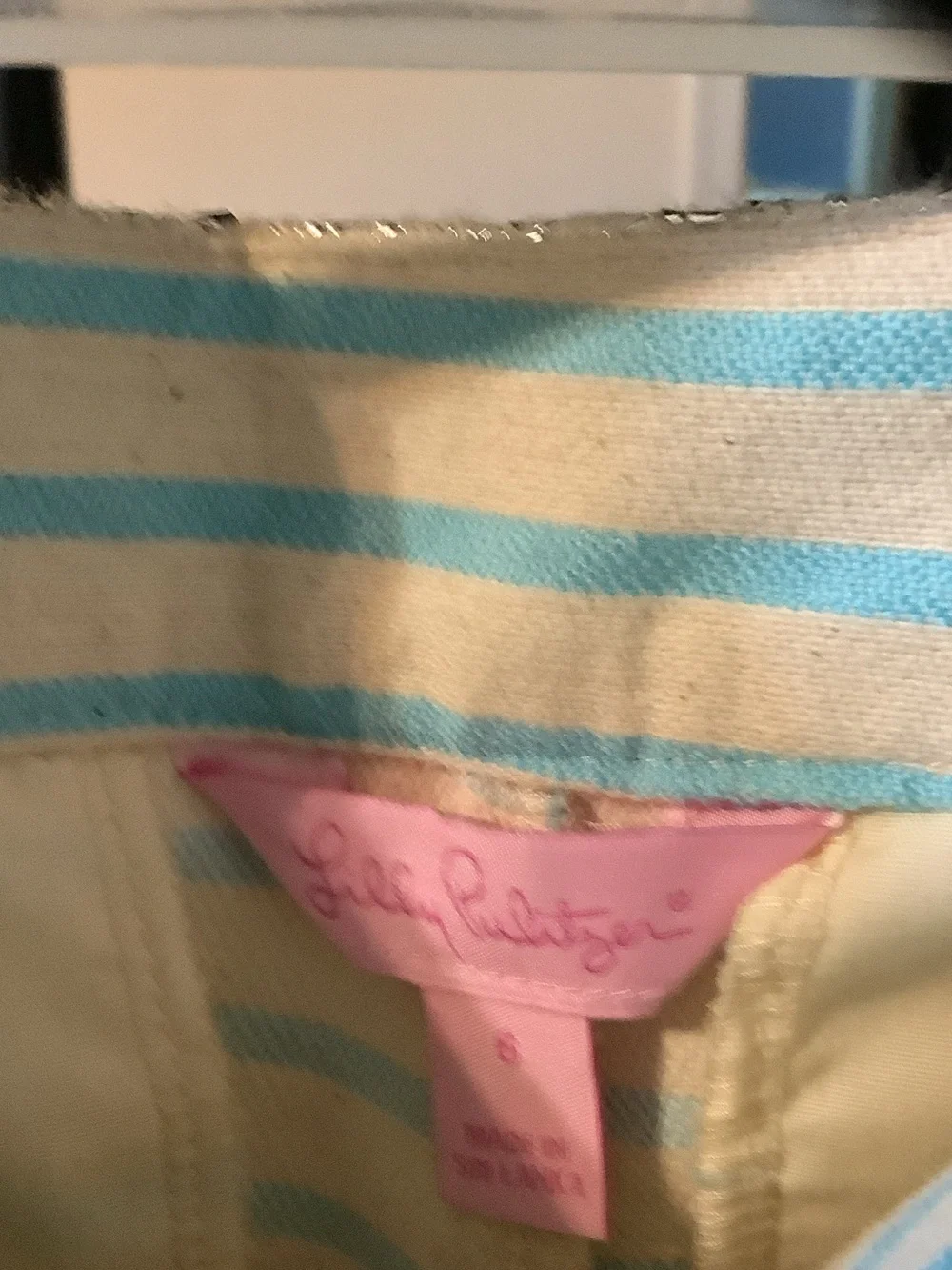 Lilly Pulitzer Cream & Light Blue Striped High-Waist‎ Shorts